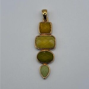Lia Sophia Gold-Tone Green Faceted Stone Pendant